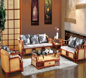 Rattan +wood safa RWSA 05